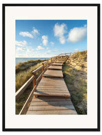 Gerahmter Kunstdruck Holzsteg auf Sylt bei Kampen