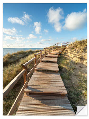 Selvklæbende plakat Wooden walkway on Sylt near Kampen