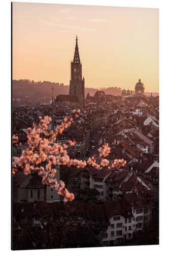 Alubild Altstadt von Bern während einem Frühlings-Sonnenuntergang