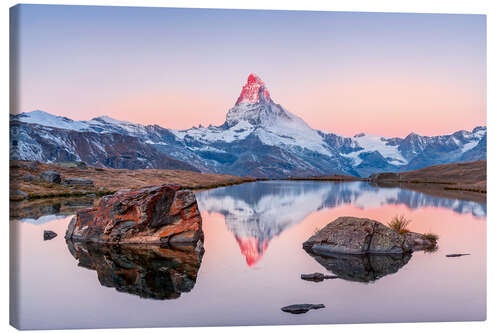 Leinwandbild Sonnenaufgang am Matterhorn mit Alpenglühen