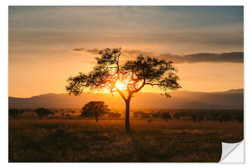 Vinilo para la pared Atardecer en la sabana del valle de Kidepo, Uganda