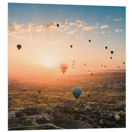 Hartschaumbild Ballonflug im Sonnenaufgang über Kappadokien