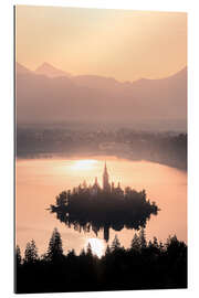 Tableau en plexi-alu Lever de soleil sur le lac de Bled