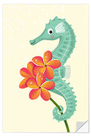 Självhäftande poster Flowerpower seahorse