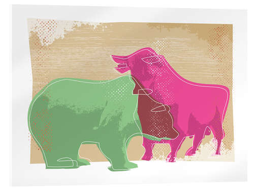 Acrylic print Bull and bear