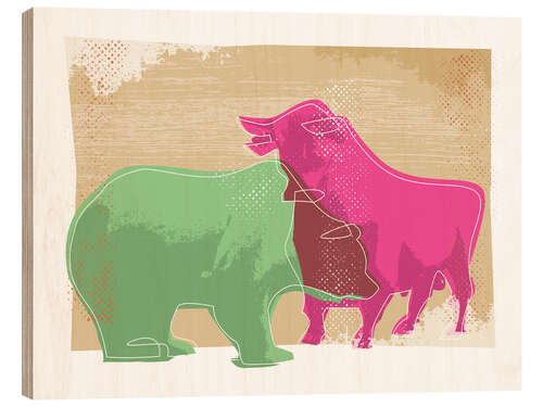 Stampa su legno Bull and Bear