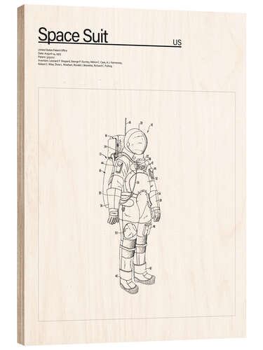 Tableau en bois Combinaison spatiale (anglais)