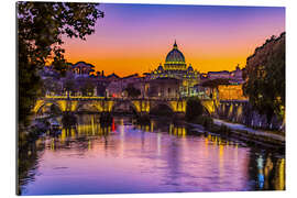 Gallery print Angel Bridge and St. Peter&#039;s Basilica after sunset