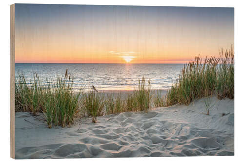 Holzbild Fußspuren im Sand II