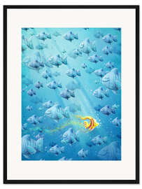 Gerahmter Kunstdruck Gelber Fisch im Meer