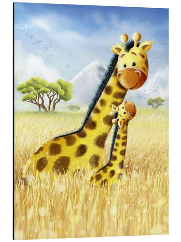 Quadro em alumínio Girafas na África