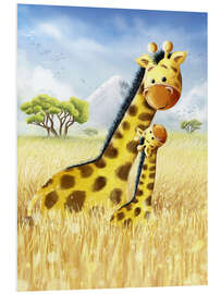 Hartschaumbild Giraffen in Afrika