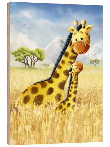 Quadro de madeira Girafas na África