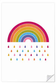 Selvklebende plakat Colourful rainbow rain