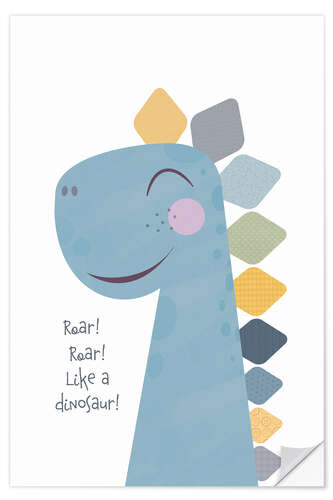 Selvklebende plakat Roar like a happy dinosaur