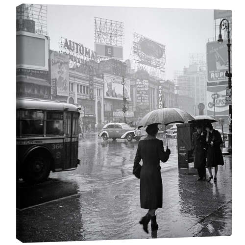 Tableau sur toile Times Square un jour de pluie, 1944