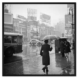 Gerahmter Kunstdruck Times Square an einem regnerischen Tag 1944