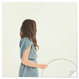 Wall sticker Young woman with circle