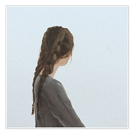 Wall print  Lost profile of a young woman with two braids - Karoline Kroiss