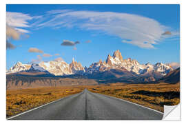 Wall sticker Road to Fitz Roy in Patagonia under a blue sky