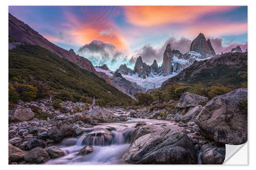 Selvklæbende plakat Atmospheric landscape in Patagonia