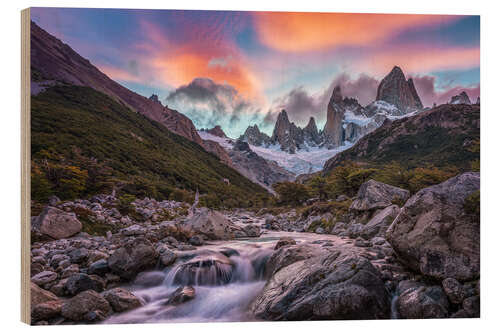 Holzbild Stimmungsvolle Landschaft in Patagonien