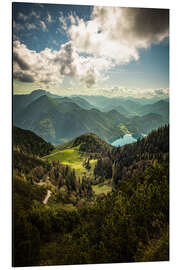 Tableau en aluminium Herzogstand et lac Walchen, Bavière