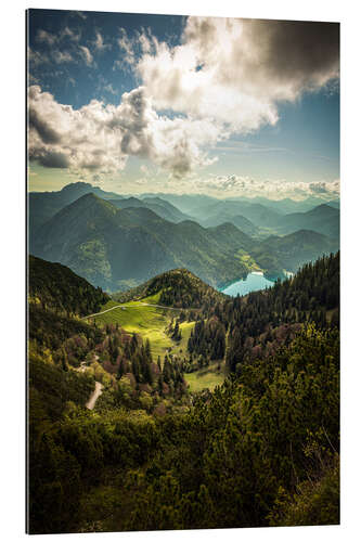 Tableau en plexi-alu Herzogstand et lac Walchen, Bavière