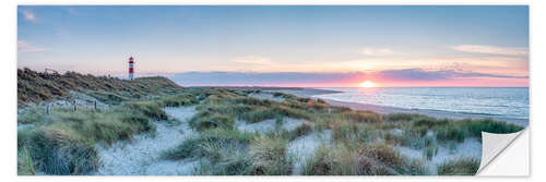 Selvklebende plakat Sunset on the dune beach, Panorama