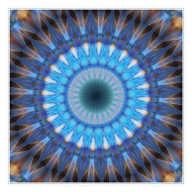Wall print  Mandala blue power - Christine Bässler