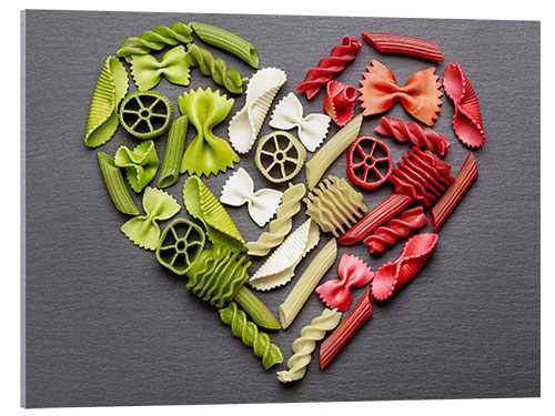 Akryylilasitaulu Pasta heart with Italy flag colors