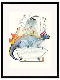 Framed art print Stegosaurus Shower