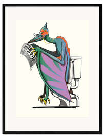 Gerahmter Kunstdruck Pterodactyl Dinosaurier Toilette
