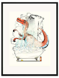 Gerahmter Kunstdruck Velociraptor Dusche