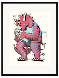 Gerahmter Kunstdruck Triceratops auf der Toilette