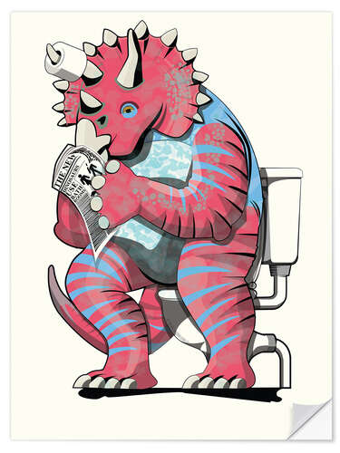 Wandsticker Triceratops auf der Toilette