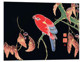 Foam board print Red parrot on the branch of a tree