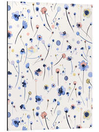 Tableau en aluminium Douces fleurs bleues