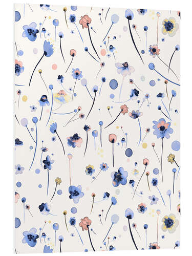 Foam board print Blue Soft Flowers