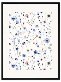 Gerahmter Kunstdruck Blaue weiche Blumen