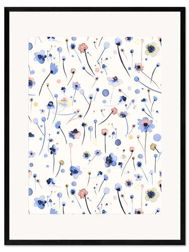 Framed art print Blue Soft Flowers