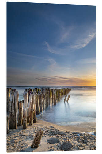 Acrylic print Sunset with groyne