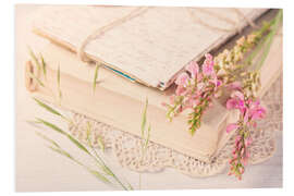 Foam board print Old book and flowers