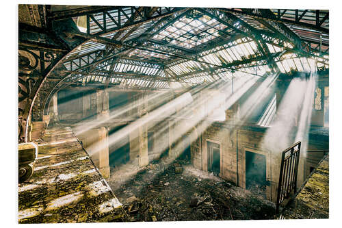 PVC print Sunbeams illuminating derelict office atrium