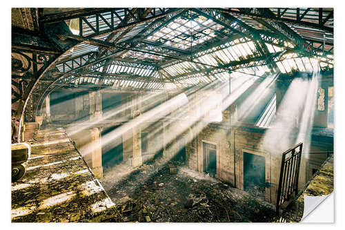 Wall sticker Sunbeams illuminating derelict office atrium