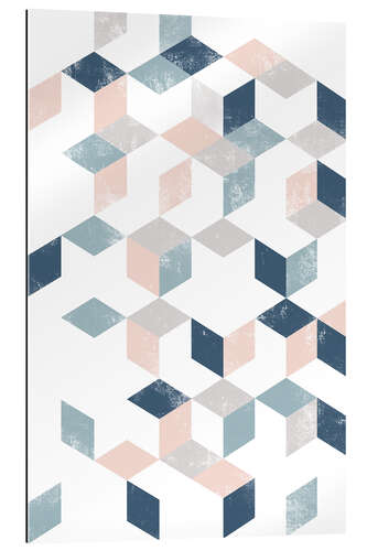 Galleritryck Diced blue and pink pattern