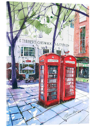 Akrylbilde Red telephone box in London