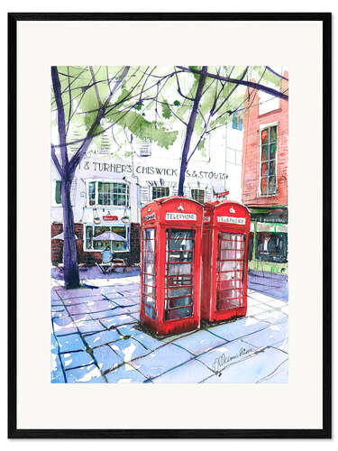 Innrammet kunsttrykk Red telephone box in London