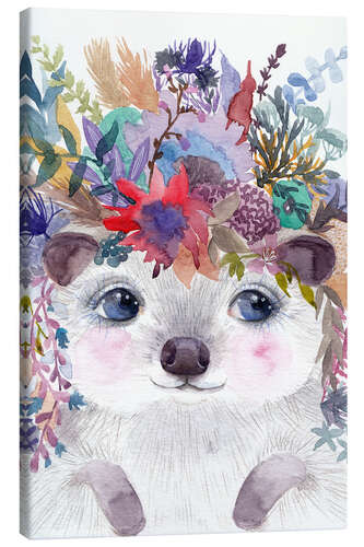 Canvas print Hedgehog with Flowers