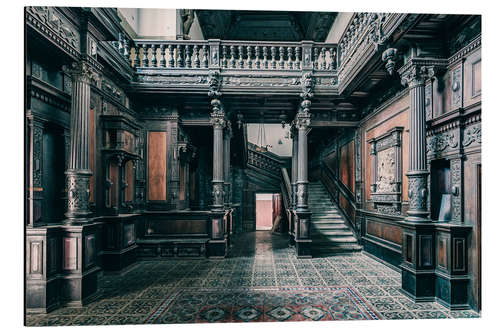 Aluminium print Woodwork in an abandoned Romanian castle